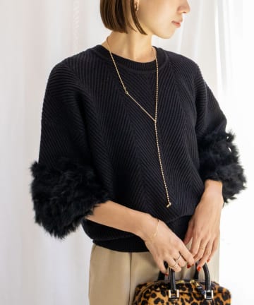 NOLLEY'S(ノーリーズ) ラビットファーニットカーディガン