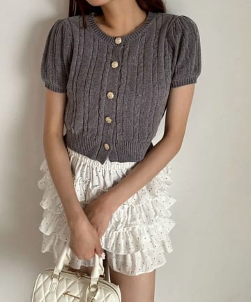 NICE CLAUP / OLIVE des OLIVE OUTLET(ナイスクラップ  / オリーブ デ オリーブ アウトレット) 【OLIVE des OLIVE】ふわふわ金ボタンニット