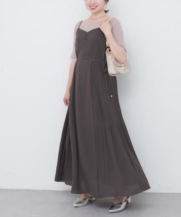 NICE CLAUP / OLIVE des OLIVE OUTLET(ナイスクラップ  / オリーブ デ オリーブ アウトレット) 【 natural  couture】両サイドプリーツキャミワンピ