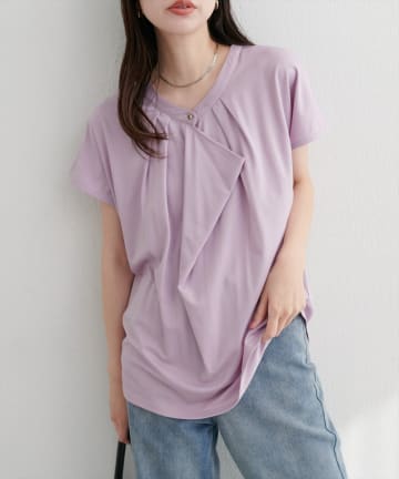 NICE CLAUP / OLIVE des OLIVE OUTLET(ナイスクラップ  / オリーブ デ オリーブ アウトレット) 【natural couture】接触冷感ドレープフリルカットソーブラウス