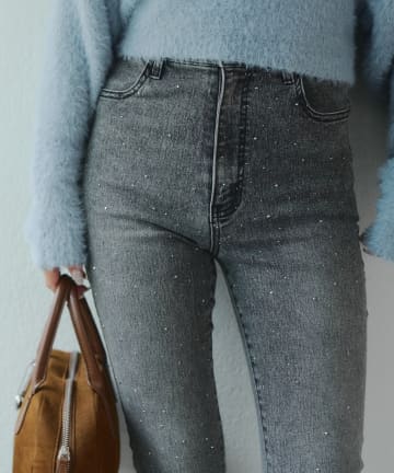 NICE CLAUP / OLIVE des OLIVE OUTLET(ナイスクラップ  / オリーブ デ オリーブ アウトレット) 伸縮性◎美シルエット【RMAF】キラキラストレッチセミフレアデニム