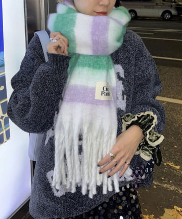 CIAOPANIC(チャオパニック) ボーダーアソートフリンジボリュームマフラー