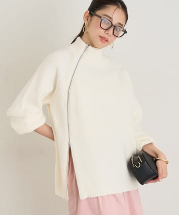 un dix cors(アンディコール) 《着るだけでお洒落見え》デザインファスナーニット