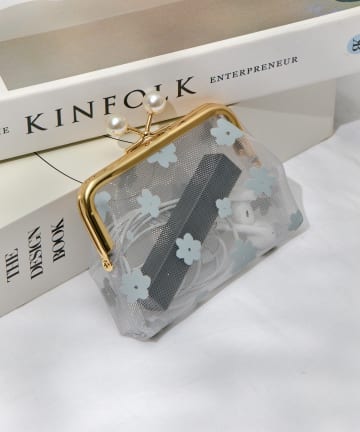 Lattice(ラティス) フラワーメッシュがま口ポーチ