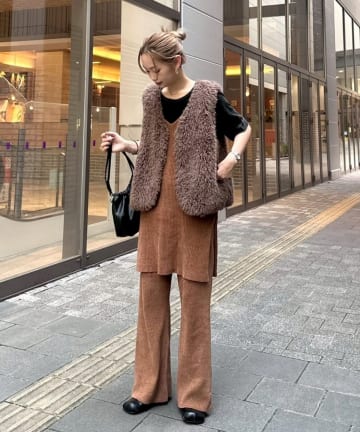 CIAOPANIC TYPY(チャオパニックティピー) 【PON企画】スタイルアップモールニットフレアパンツ