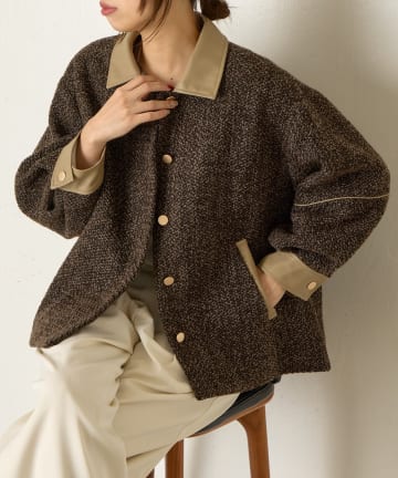 Jena　espace merveilleux(ジェナ　エスパスメルヴェイユ) フェイクレザー異素材ジャケット