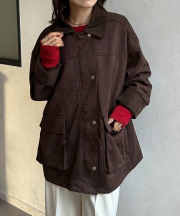 Thevon.(ゼヴォン) 襟コーデュロイFスエードカバーオール