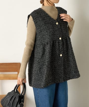 Jena　espace merveilleux(ジェナ　エスパスメルヴェイユ) 《さわゆい企画》【セレモニー/オケージョン】ツイードペプラムジレ