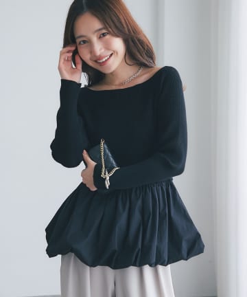 La boutique BonBon(ラブティックボンボン) ペプラムバルーンニット