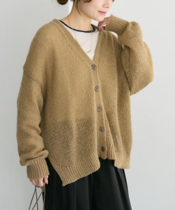 PUAL CE CIN(ピュアルセシン) 3Gドロップ天竺ニットVネックカーディガン