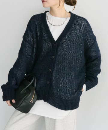 PUAL CE CIN(ピュアルセシン) 3Gドロップ天竺ニットVネックカーディガン