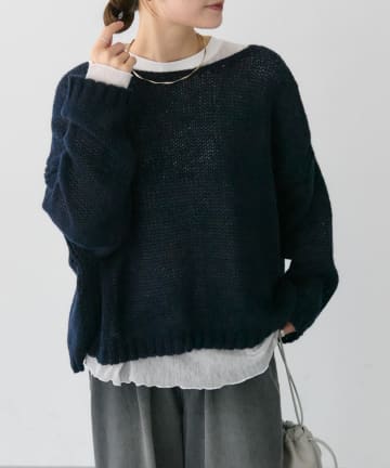 PUAL CE CIN(ピュアルセシン) 3Gドロップ天竺ニットプルオーバー