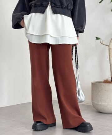 CPCM(シーピーシーエム) 【マイナス3キロ見え！】リブニットイージーパンツ