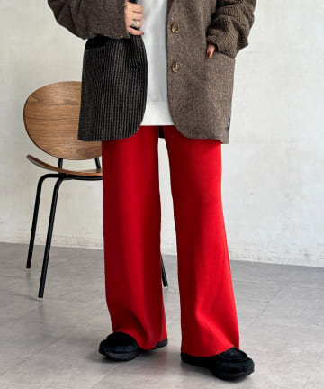 CPCM(シーピーシーエム) 【マイナス3キロ見え！】リブニットイージーパンツ