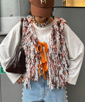 CIAOPANIC TYPY(チャオパニックティピー) ★【HELLO.SANFRANCISCO/ハローサンフランシスコ】カラーループフリンジリボンベスト