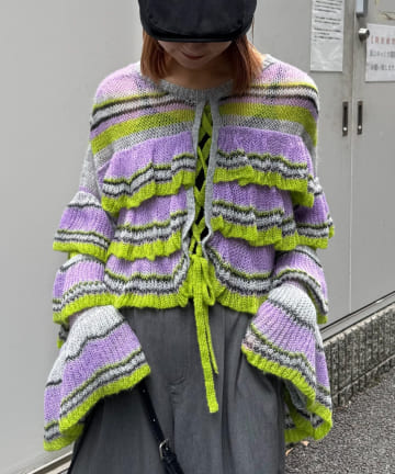 CIAOPANIC TYPY(チャオパニックティピー) ★【HELLO.SANFRANCISCO/ハローサンフランシスコ】マルチボーダーシアーフリルニット