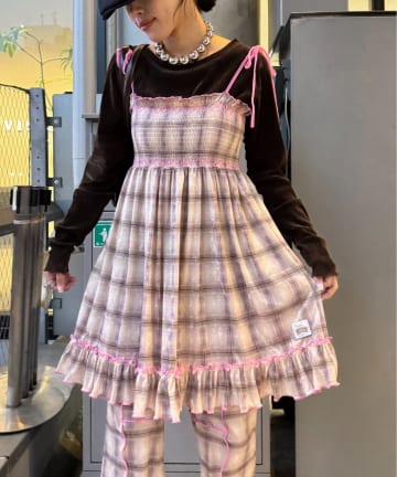 CIAOPANIC TYPY(チャオパニックティピー) ★【HELLO.SANFRANCISCO/ハローサンフランシスコ】チェックベロアシャーリングチュニック