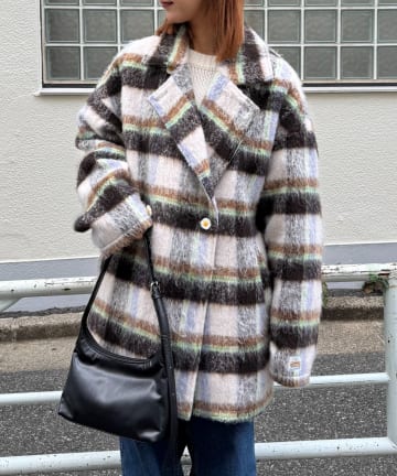CIAOPANIC TYPY(チャオパニックティピー) ★【HELLO.SANFRANCISCO/ハローサンフランシスコ】チェックシャギーオーバーコート