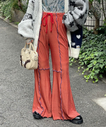 CIAOPANIC(チャオパニック) 【HELLO.SANFRANCISCO/ハローサンフランシスコ】チェックメロー切り替えフレアパンツ