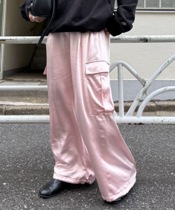 CIAOPANIC TYPY(チャオパニックティピー) 【-3kg見え】静電気防止サテンカーゴパンツ