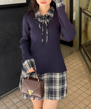 NICE CLAUP / OLIVE des OLIVE OUTLET(ナイスクラップ  / オリーブ デ オリーブ アウトレット) 【RMAF】裾プリーツドッキングミニワンピ