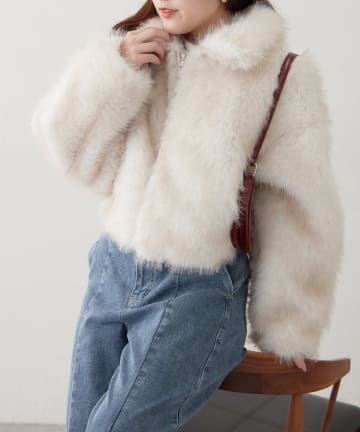 NICE CLAUP / OLIVE des OLIVE OUTLET(ナイスクラップ  / オリーブ デ オリーブ アウトレット) ミックスファー2WAYブルゾン