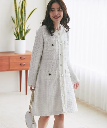 La boutique BonBon(ラブティックボンボン) 【お上品ワンピース】ファンシーツイードニットミニワンピース