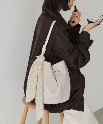 russet(ラシット) ツイードスカーフ付きレザー2WAYショルダーバッグ