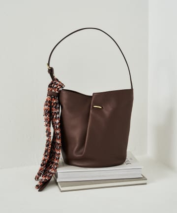 russet(ラシット) ツイードスカーフ付きレザー2WAYショルダーバッグ