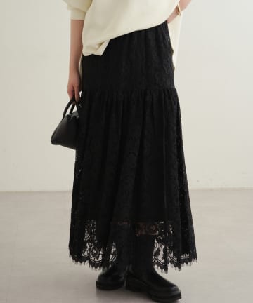 OUTLET(アウトレット) 【Loungedress】ヴィンテージライクレーススカート