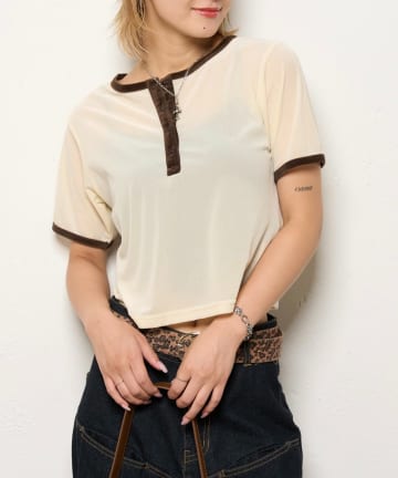 OUTLET(アウトレット) 【WHO'S WHO gallery】リンガーベロアヘンリートップス