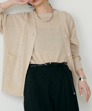 NICE CLAUP / OLIVE des OLIVE OUTLET(ナイスクラップ  / オリーブ デ オリーブ アウトレット) 【LARUTA】綿麻シアーニットカーデ