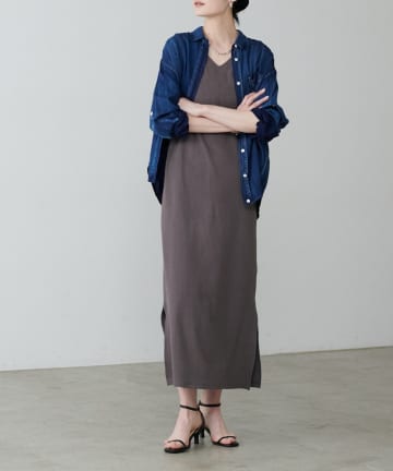 NICE CLAUP / OLIVE des OLIVE OUTLET(ナイスクラップ  / オリーブ デ オリーブ アウトレット) 【LARUTA】前後2WAYワイドスリットカットソーワンピース