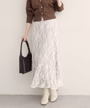 natural couture(ナチュラルクチュール) 長さ変えられるフラワーレーススカート
