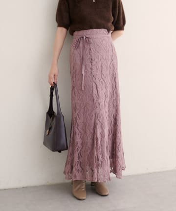 natural couture(ナチュラルクチュール) 長さ変えられるフラワーレーススカート