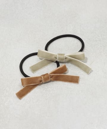 3COINS(スリーコインズ) ベロアリボンポニー2個セット