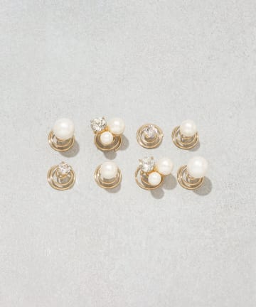 3COINS(スリーコインズ) シャイニーパールビジュースクリューピン8個セット