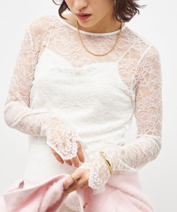 NOLLEY'S(ノーリーズ) ウォッシャブルラッセルレースＴブラウス