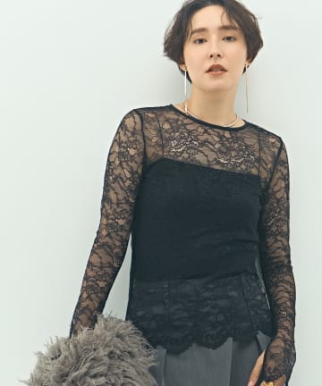 NOLLEY'S(ノーリーズ) ウォッシャブルラッセルレースＴブラウス