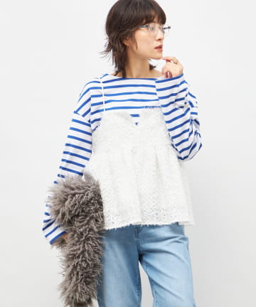 NOLLEY'S(ノーリーズ) 《セットアップ対応》ウォッシャブルフェザーチュールキャミブラウス