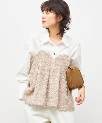 《セットアップ対応》ウォッシャブルフェザーチュールキャミブラウス