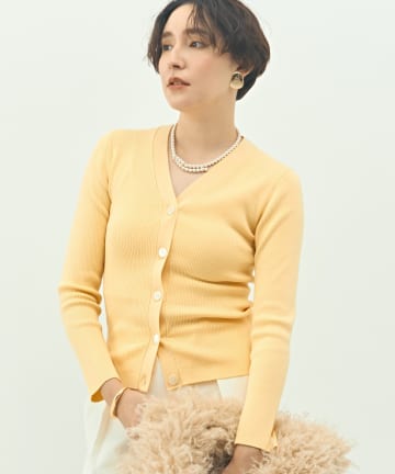 NOLLEY'S(ノーリーズ) 《アンサンブル対応》《手洗い可能》カシミヤ混リブVネックカーディガン