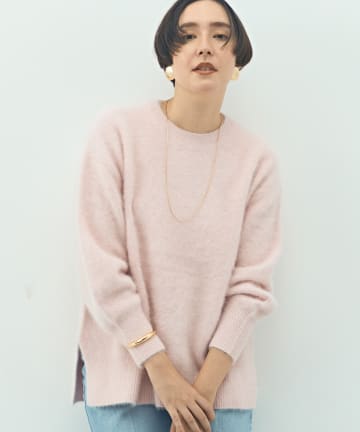 NOLLEY'S(ノーリーズ) カシミヤ混ヘアリークルーネックプルオーバーニット