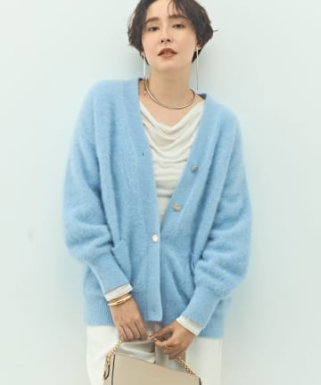 NOLLEY'S(ノーリーズ) カシミヤ混ヘアリーVネックカーディガン