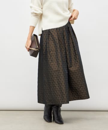 NOLLEY'S(ノーリーズ) ウォッシャブルドットジャガードタックフレアスカート