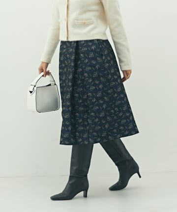 NOLLEY'S(ノーリーズ) ウォッシャブル花柄ジャガードタックスカート