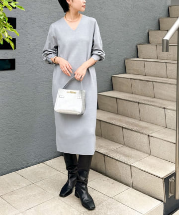 NOLLEY'S(ノーリーズ) ◇【WEB限定】ウォッシャブルラメ総針Vネックコクーンワンピース