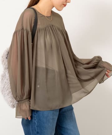 NOLLEY'S(ノーリーズ) ウォッシャブル楊柳ギャザーブラウス