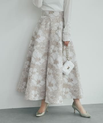 La boutique BonBon(ラブティックボンボン) 【BonBonガールズセレクト・最強映えスカート】お花柄ジャガードスカート