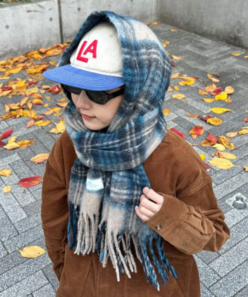 CIAOPANIC TYPY(チャオパニックティピー) 【UNISEX】チェック柄フリンジマフラー